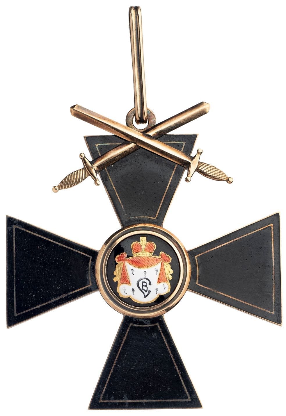 1st class fake cross of Saint Vladimir order with black enamel and swords.jpg