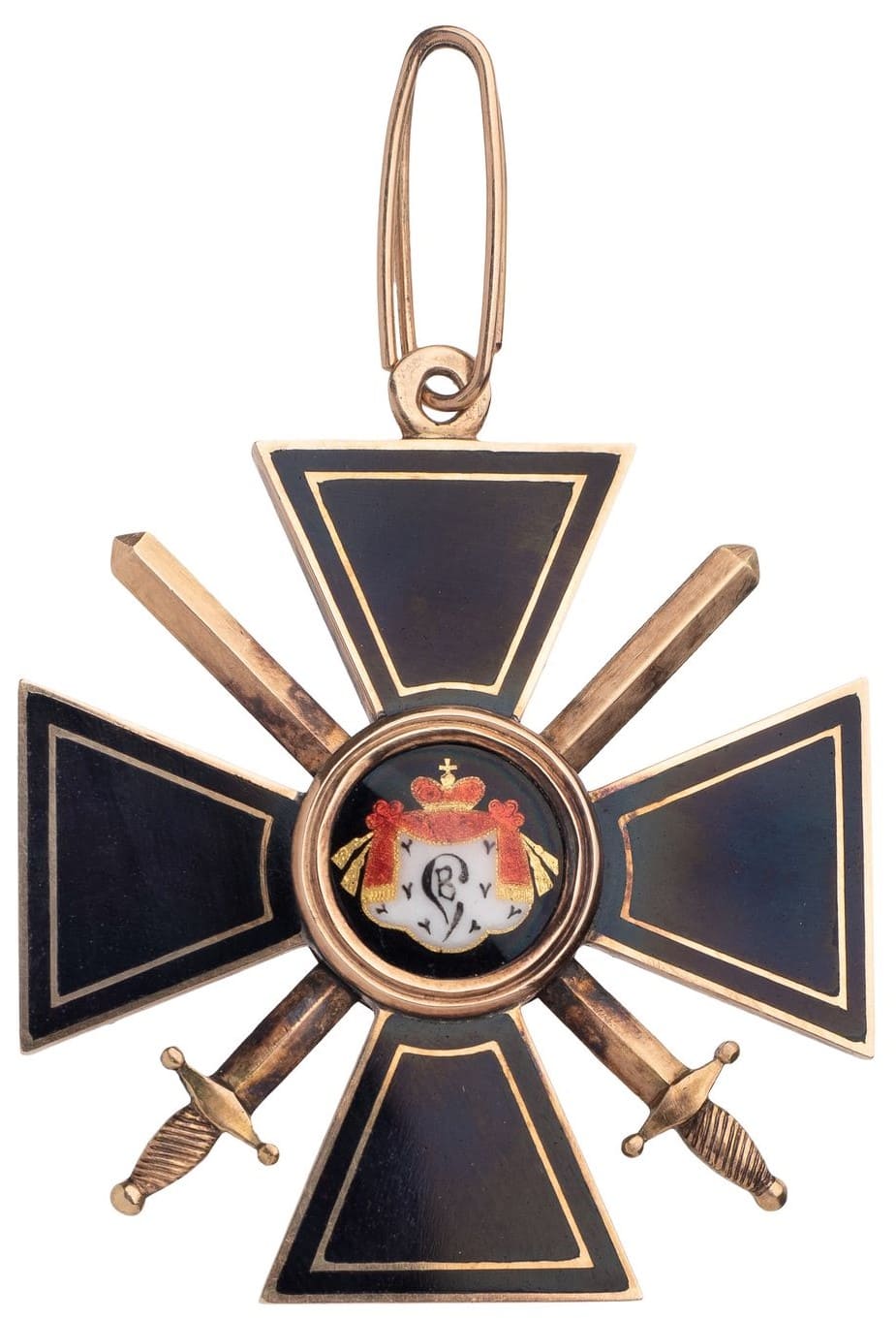 3rd class fake cross of Saint Vladimir order with black enamel and swords.jpg