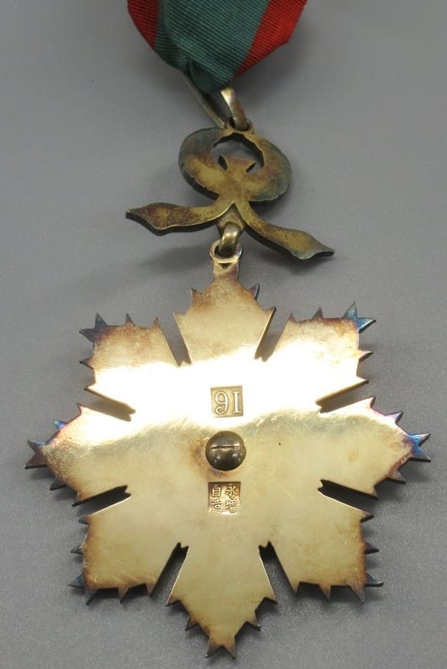 3rd class Order of the  Striped Tiger awarded in 1919 to Major General Funabashi Yoshizo.jpg