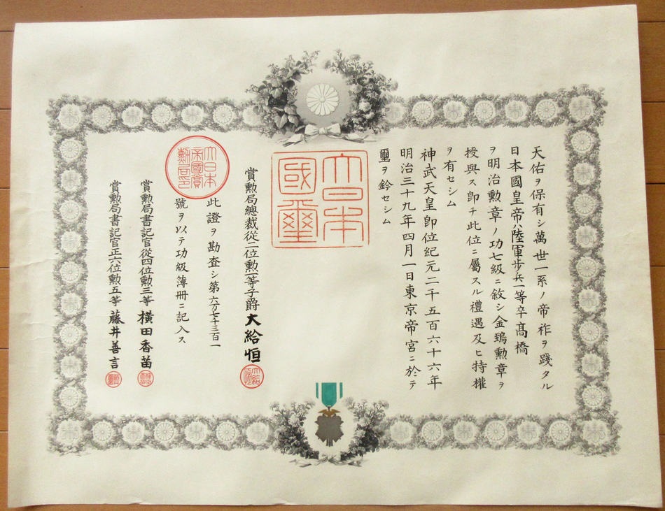 7th class  Golden  Kite order awarded in 1906.jpg