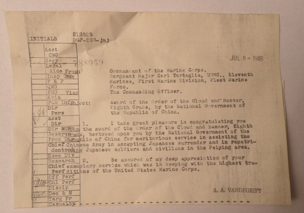 8th class Order of the Cloud  and Banner  No.20 awarded in 1946.jpg