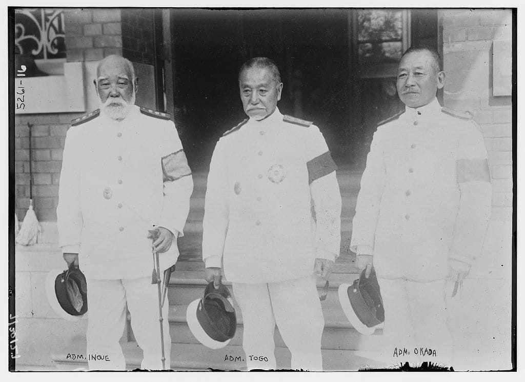 Admiral Inoue Yoshika, Admiral Togo, and Admiral Keisuke Okada.jpg