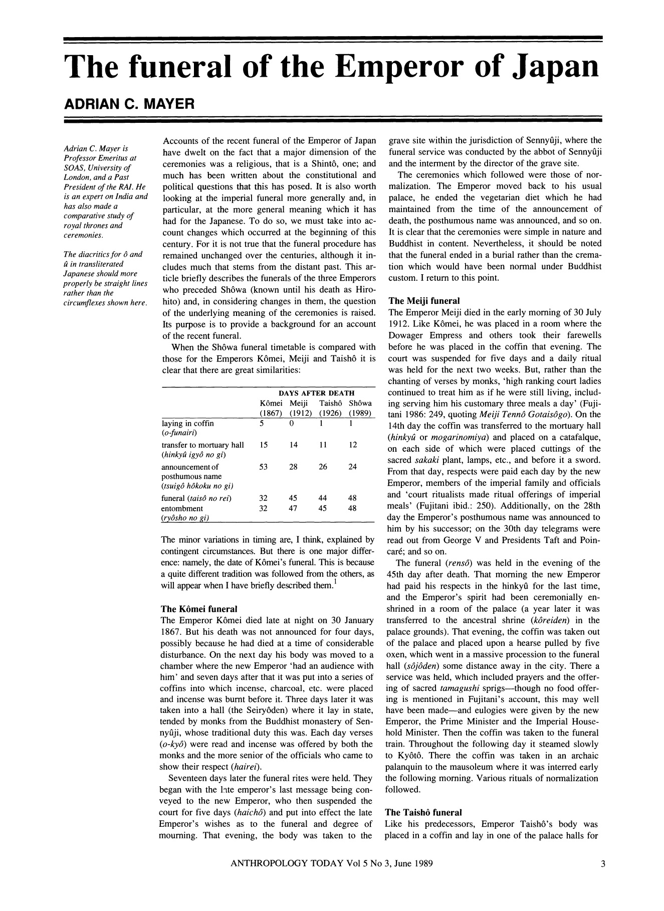 [Anthropology Today vol. 5 iss. 3] Adrian C. Mayer - The Funeral of the Emperor of Japan (1989).jpg