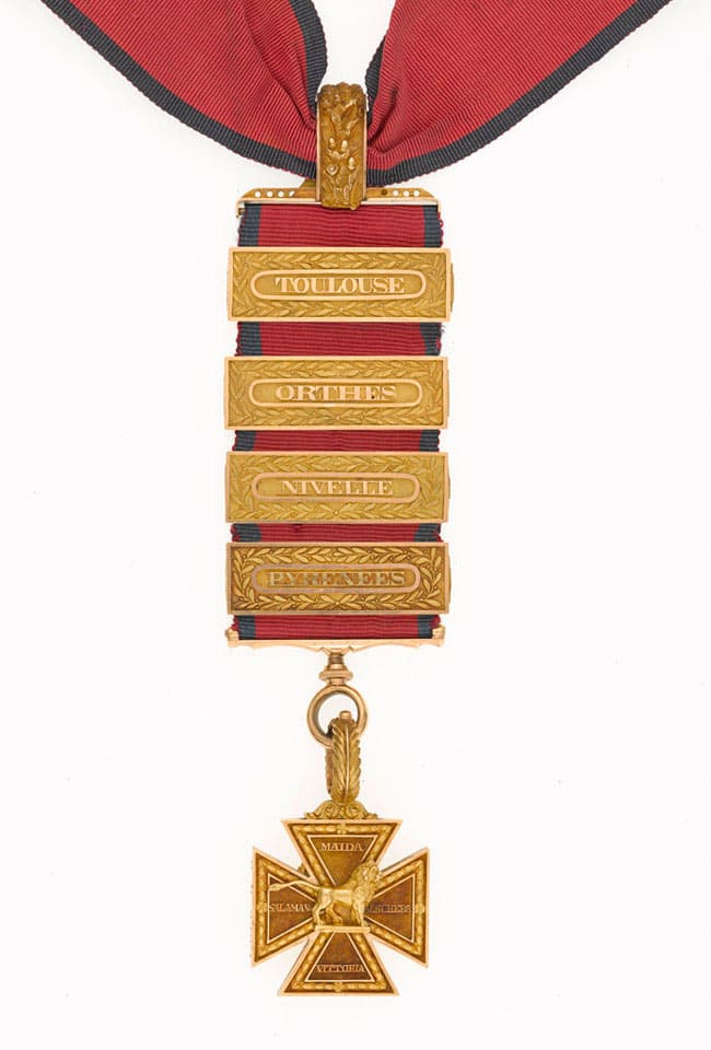 Army Gold Cross for Maida,  Albuhera, Vitoria and Salamanca, with clasps for Pyrenees, Nivelle, Orthes and Toulouse..jpg