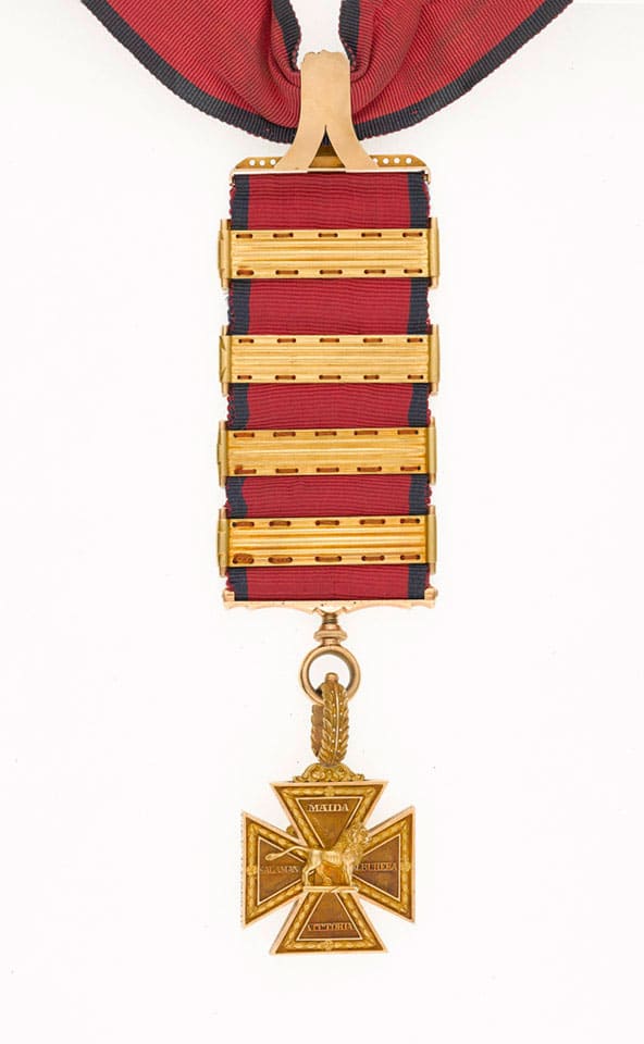 Army Gold Cross for Maida, Albuhera, Vitoria and Salamanca, with clasps for Pyrenees, Nivelle, Orthes and Toulouse..jpg
