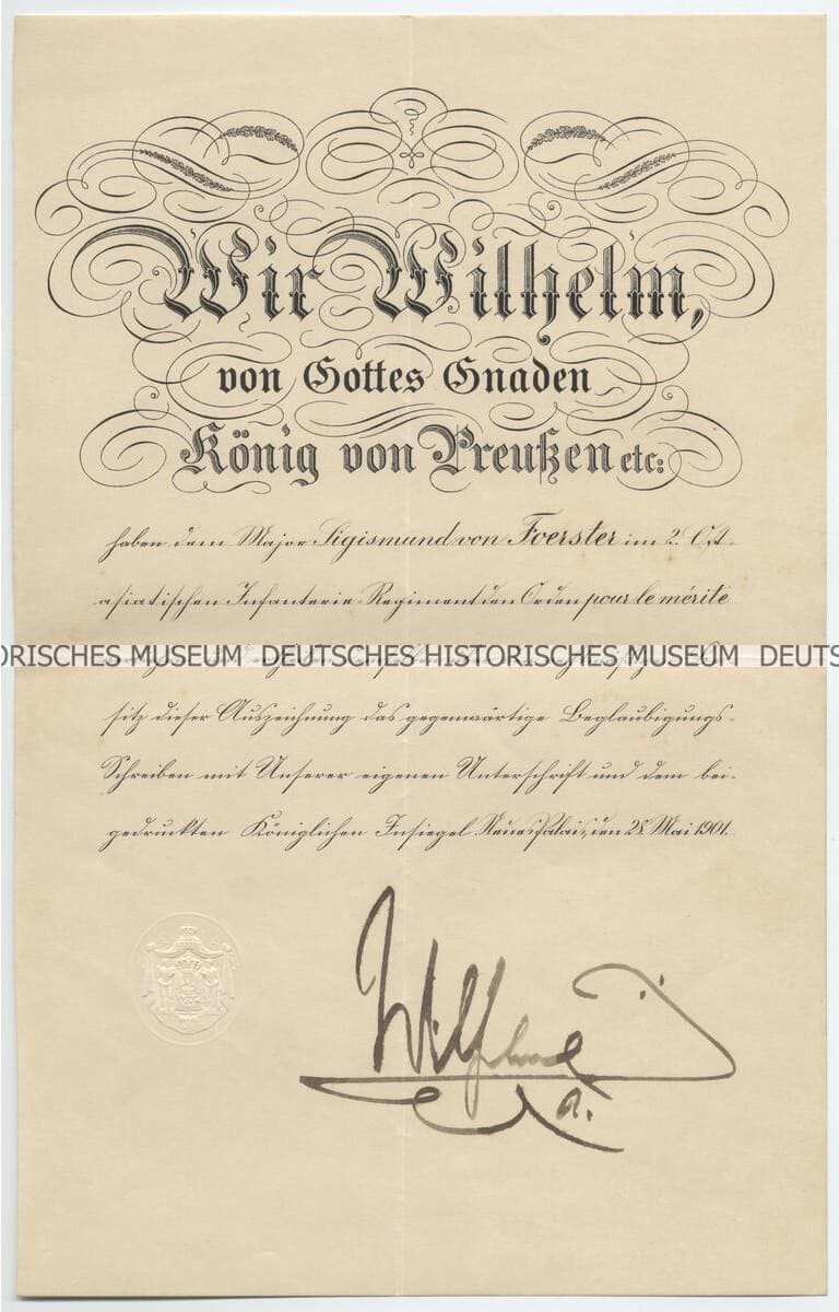 Beglaubigungsschreiben zur  Verleihung des Ordens Pour le Mérite.jpg