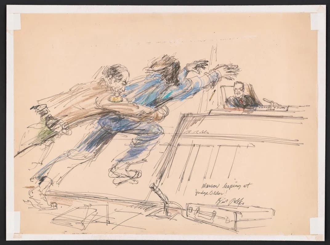 Charles Manson Leaping at Judge Charles H. Older, October 5, 1970.jpg