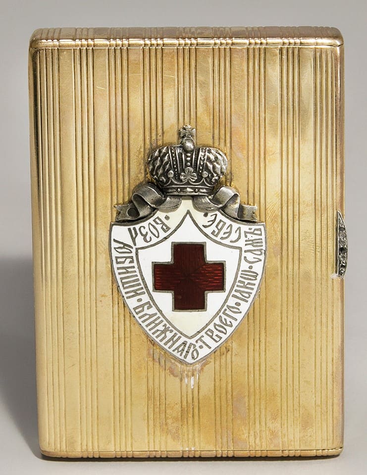 Cigarette Сase  decorated with Imperial Russian Red Cross Society Silver Badge.jpg