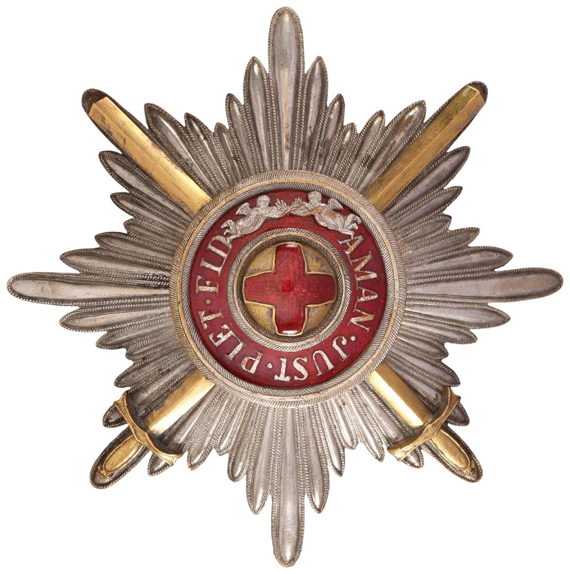 Fake Saint Anna order breast star with swords in bronze.jpg