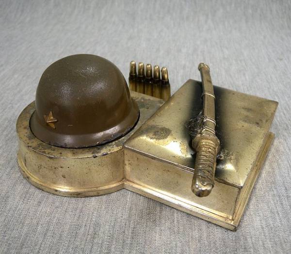 Inkstands with  Army Helmet  and Gunto.jpg