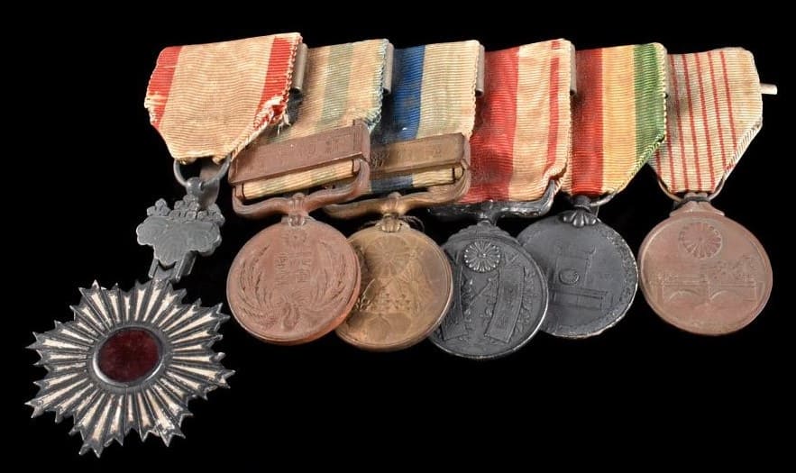Japanese Medal bar with 6th class Rising Sun order.jpg