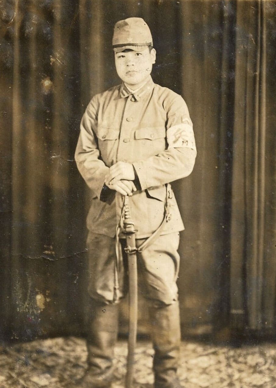 Kenpeitai  late type ribbon with M.P. letters..jpg