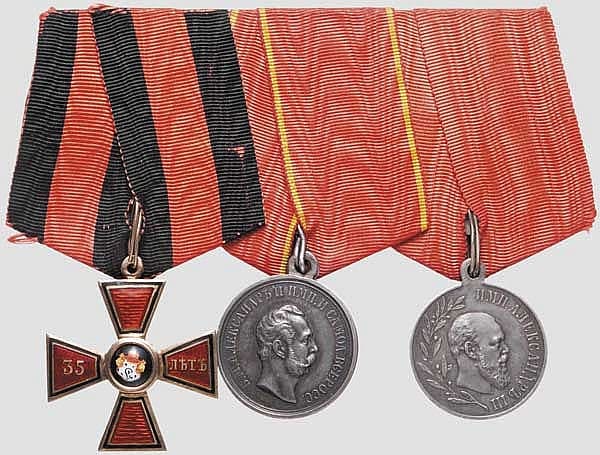 Medal Bar with Order of St. Vladimir Cross 4th Class for 35 years of service.jpg