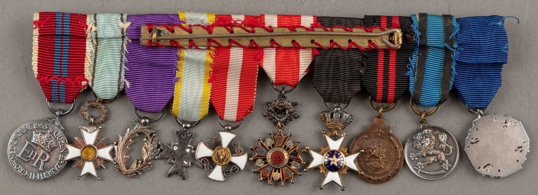 Miniature Medal Bar with 4th class Sacred Treasure order of Finnish Diplomat Armas Yöntilä.jpg
