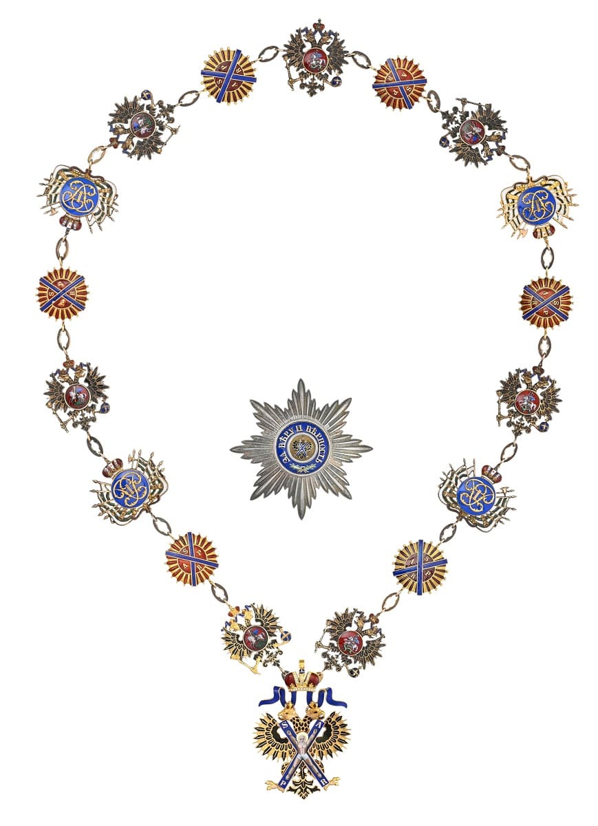 Order of Saint Andrew the First Called awarded in 1904 to Umberto II of Italy.jpg
