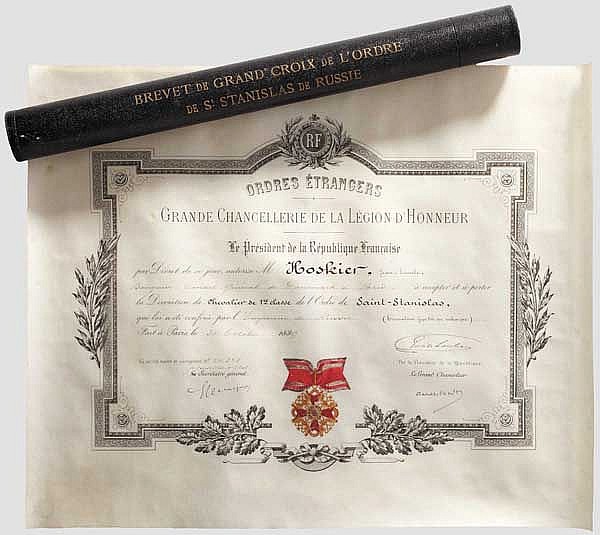 Permission to accept and wear the Russian order of St. Stanislaus 1st class.jpg