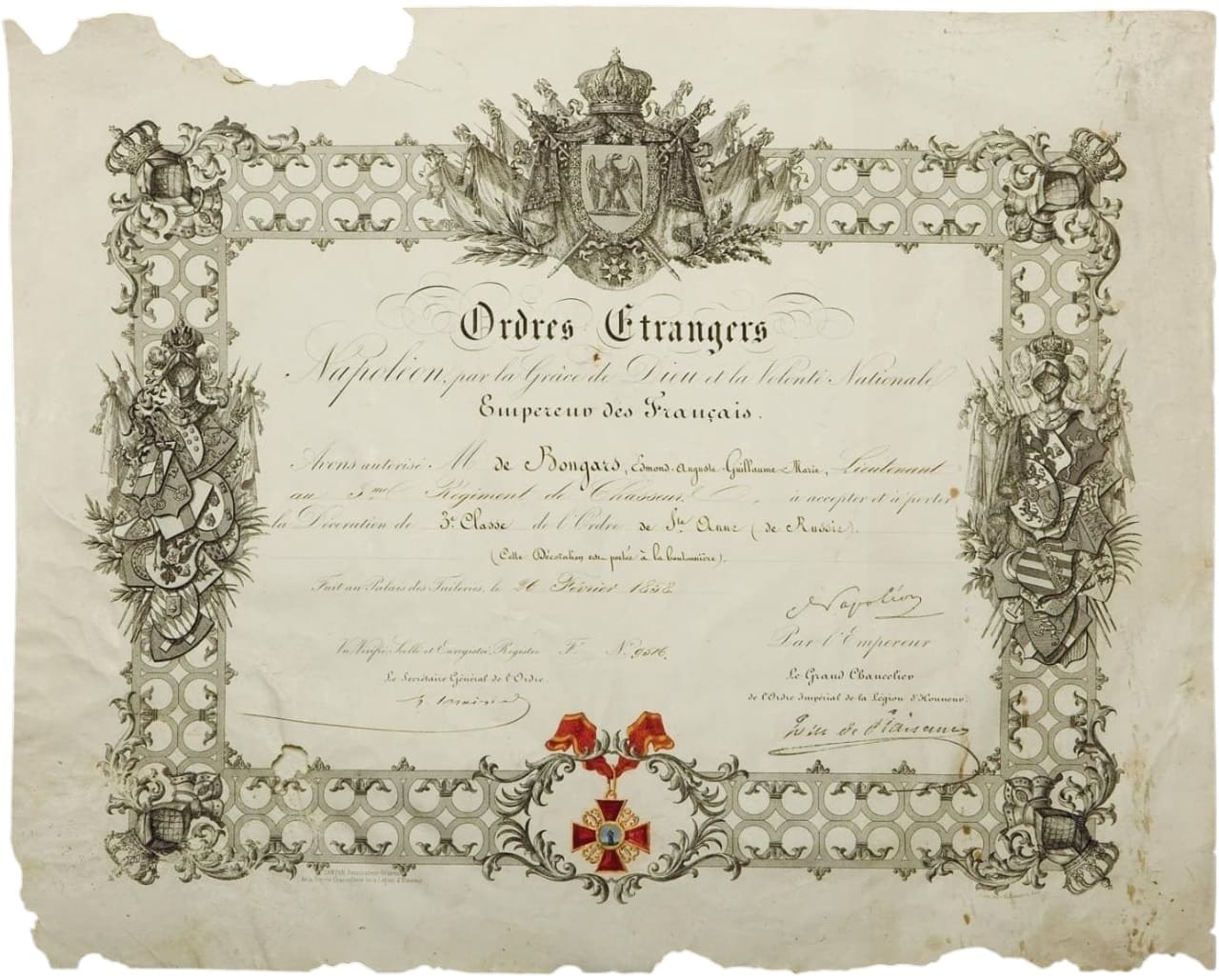 Permissions to accept and wear Order of St. Anne 3rd class.jpg