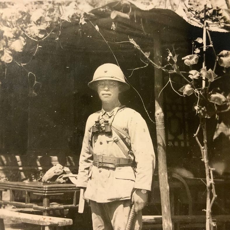 Photo with Japanese Army Sun  Helmets.jpg