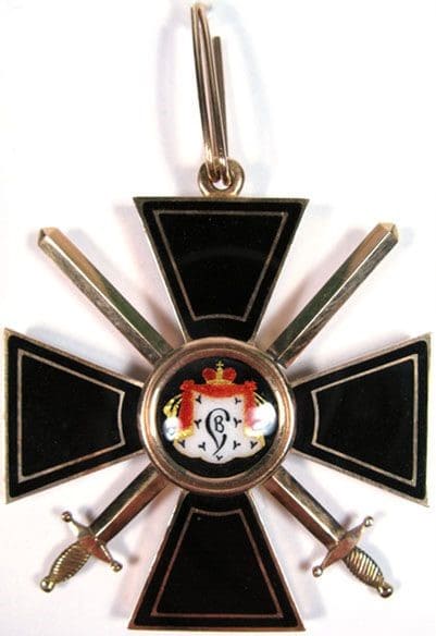 Поддельный орден Святого Владимира чёрной эмали  с мечами.jpg