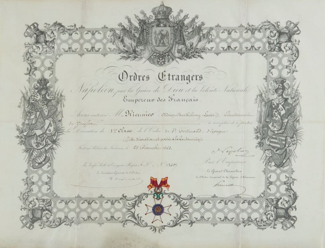 Royal and Military Order of Saint Ferdinand Document.jpg