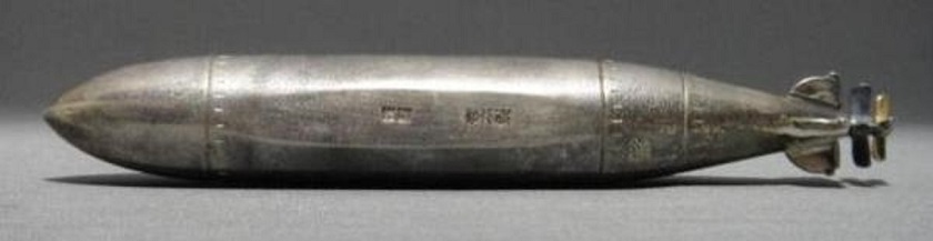 Silver  bonbonniere in the form of torpedo.jpg