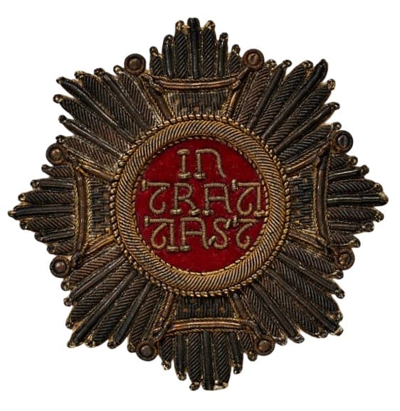St. Hubertus Orden Gestickter Bruststern zum Ordenskreuz.jpg