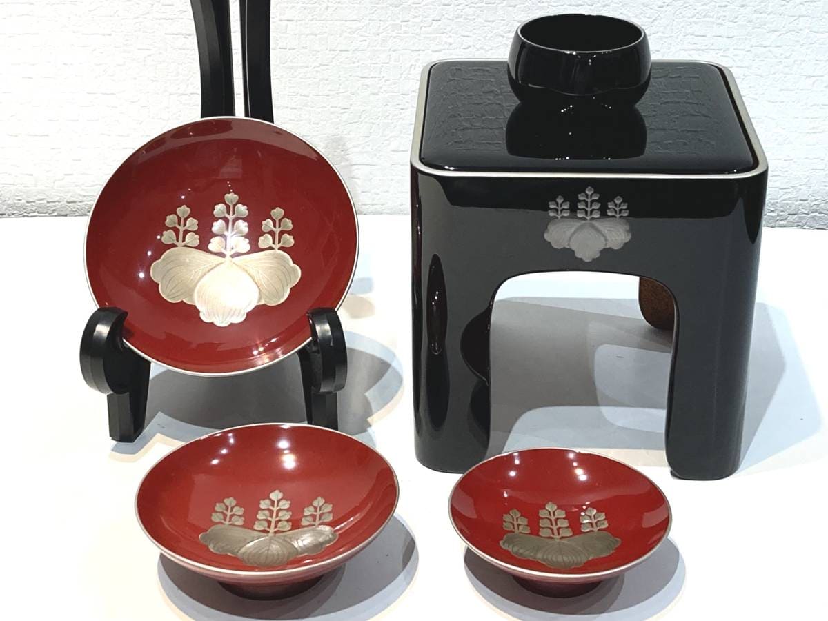 Urushi Cups with Silver Paulownias.jpg
