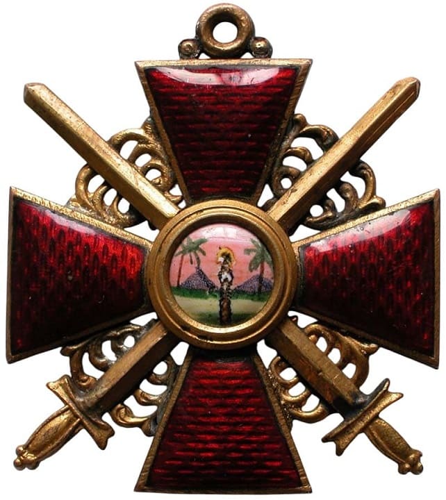 Знак ордена Св. Анны 3-й  степени с  мечами мастерской Дмитрия Осипова.jpg