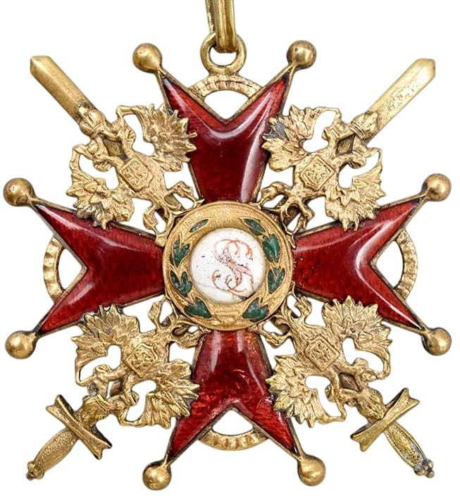 Знак Ордена Св. Станислава 2-й степени с  мечами фирмы Осипова.jpg