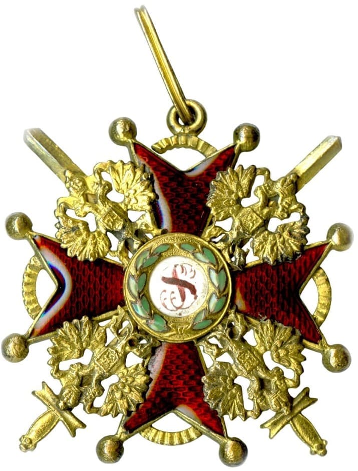 Знак Ордена  Св. Станислава 3-й степени с мечами Фирма Д. Осипова.jpg
