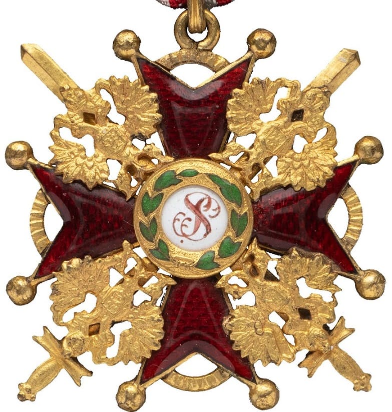 Знак Ордена  Св. Станислава 3-й степени с мечами Фирма Д. Осипова.jpg