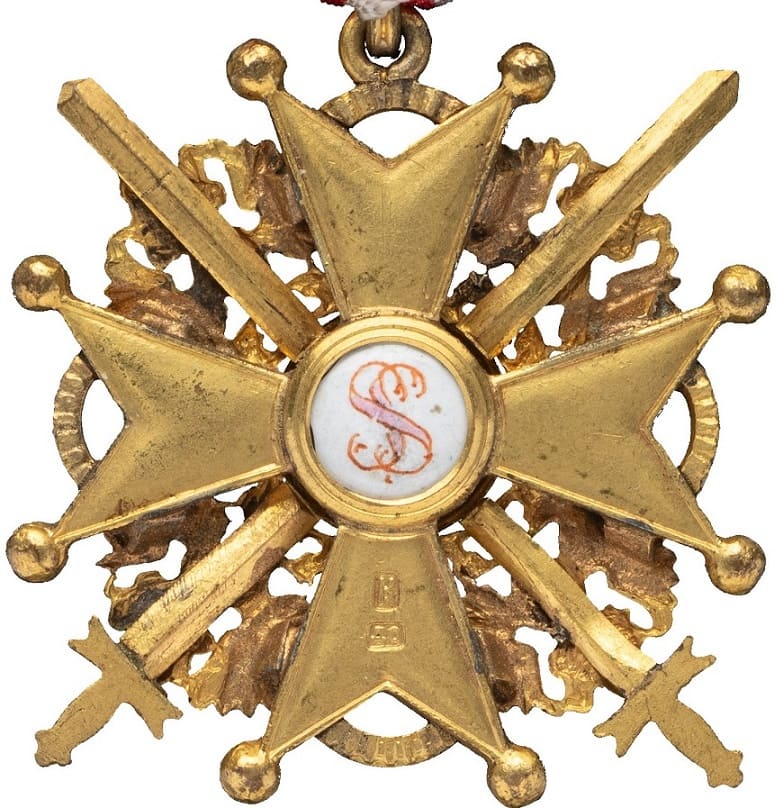 Знак Ордена  Св. Станислава 3-й  степени с мечами Фирма Д. Осипова.jpg