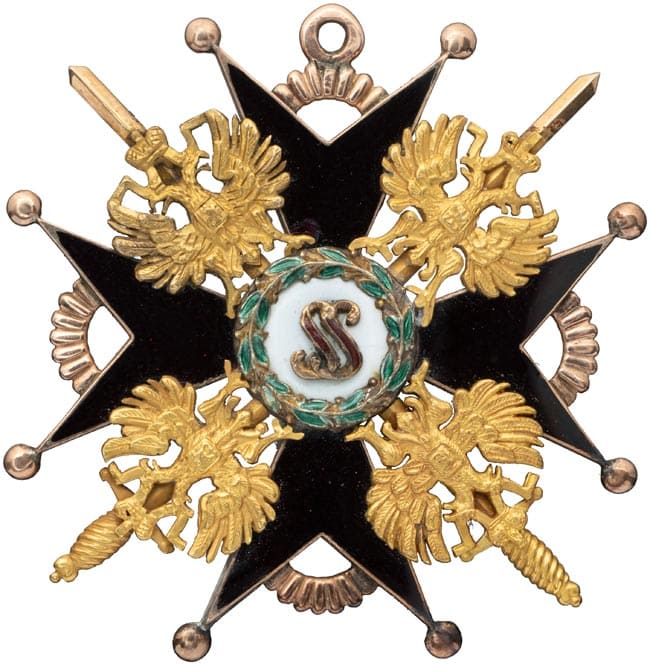 Знак ордена Святого Станислава 2-й степени темной эмали, с мечами.jpg