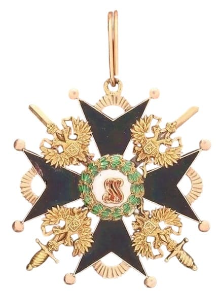 Знак ордена Святого Станислава 3-й степени с мечами и бантом.jpg