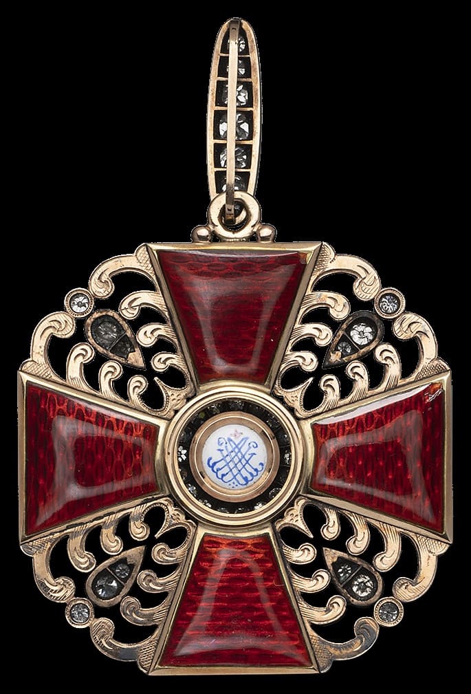 Знак ордена Святой Анны 1-й степени с бриллиантами ДО.jpg