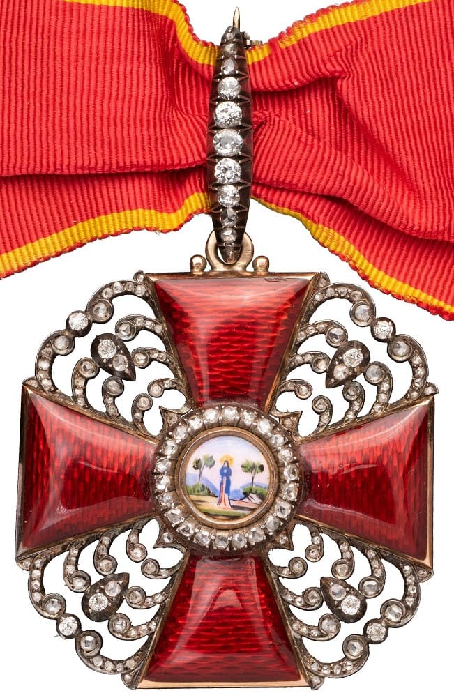 Знак ордена Святой Анны 2-й степени с  бриллиантами клеймо А.Р.jpg