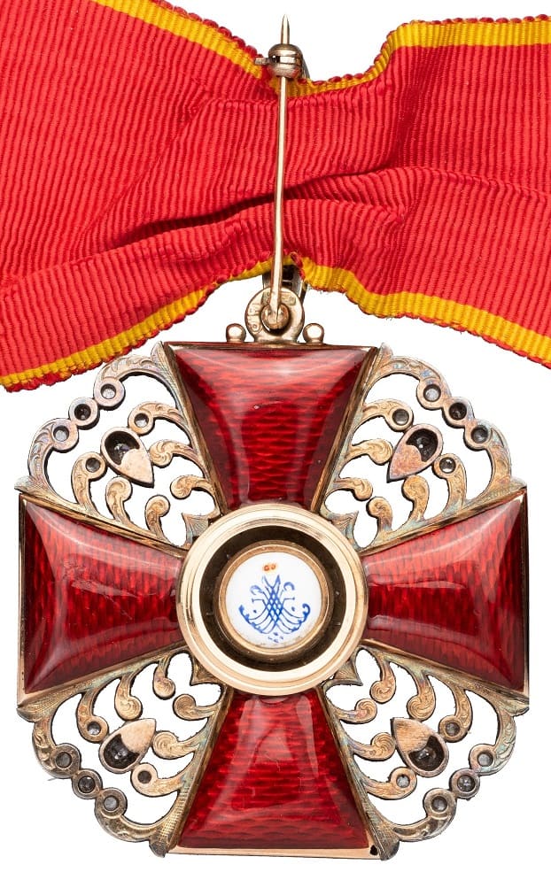 Знак ордена Святой  Анны 2-й степени с бриллиантами клеймо А.Р.jpg