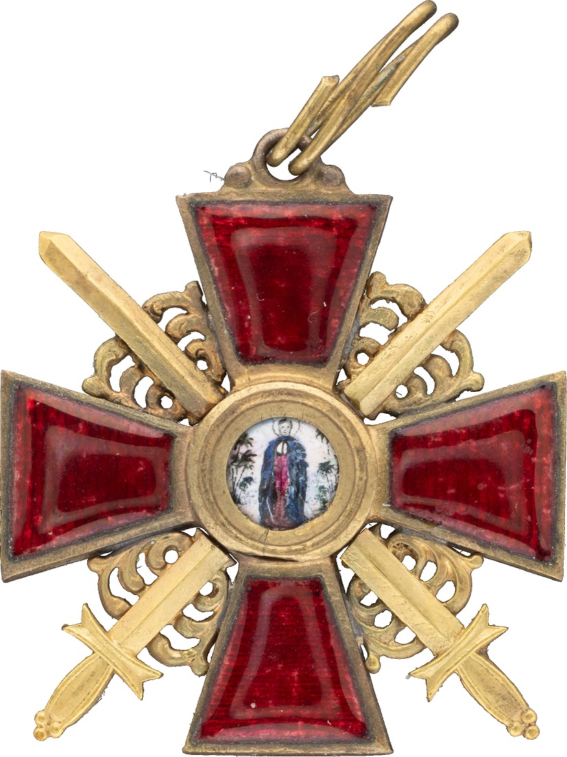 Знак ордена Святой Анны 3-й степени с мечами в бронзе.jpg
